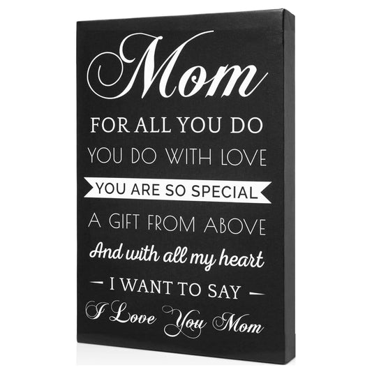 Mom Hangable Canvas - Mothers Day Gift from Daughter, Gifts for Mom Birthday Unique, Thanksgiving Day, Christmas Gift - Home Decor Present for Mom - 14 X 8 X 1.5" (Blackwhite, Canvas)